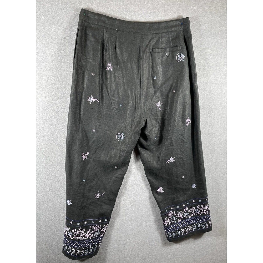 Capri Linen Pants Women's Embroidered‎ Size 12 Carroll Reed - Picture 7 of 7